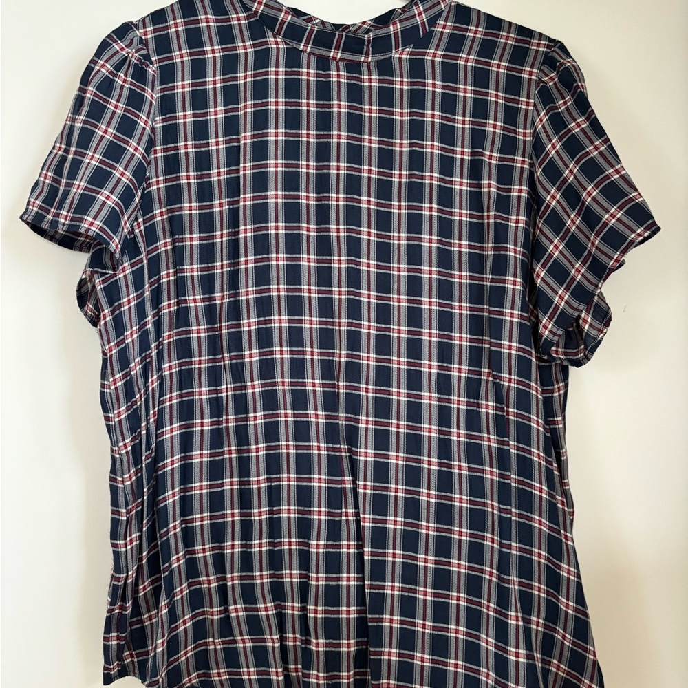 LOFT Blue and Red Plaid Button Down Shirt